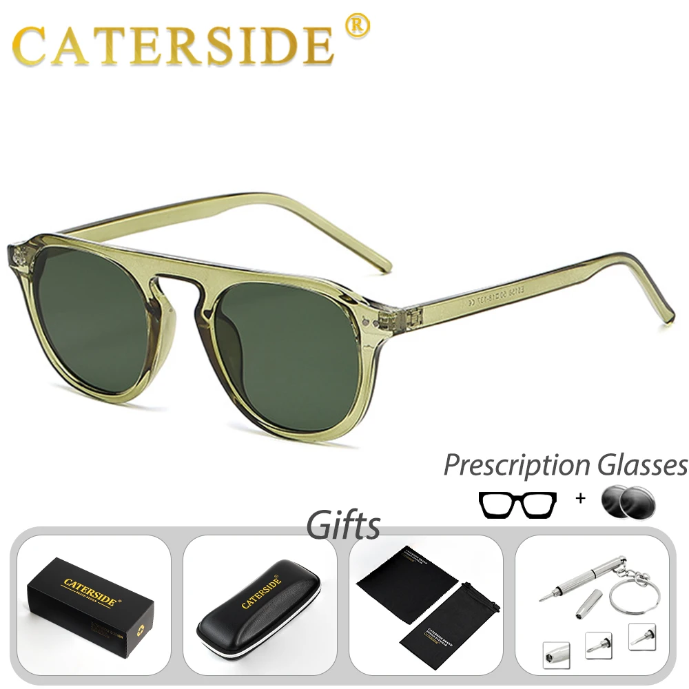

CATERSIDE Men's Prescription Sunglasses Customized Circular Lenses Optical Sunglasses for Women's Outdoor Travel Driving Glasses