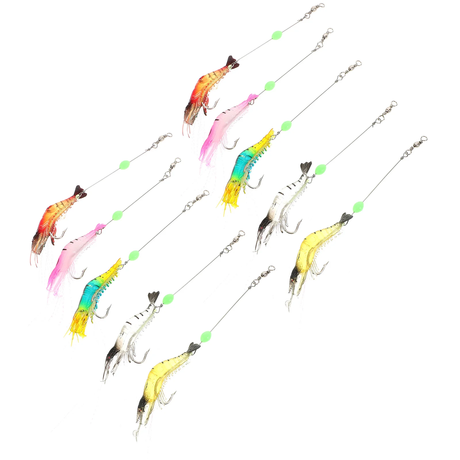 

10pcs Glow-In-Dark Shrimp Fishing Lures Luminous Saltwater Bass Bait Kit Durable Abs Material Lifelike Cocked Mouth Lure For