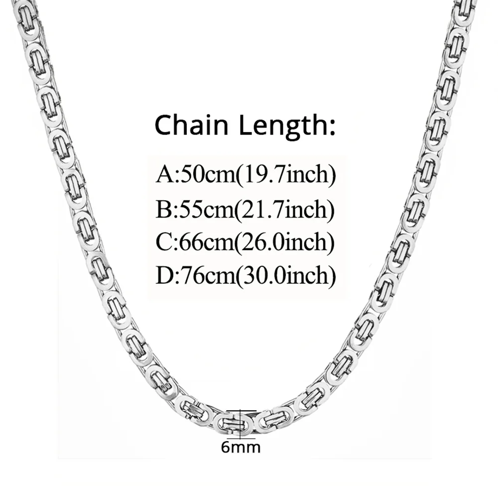 Punk Flat Byzantine Chain Necklace Wholesale 6mm Silver Color Stainless Steel Chains For Women Men Vintage Party Jewelry Gift