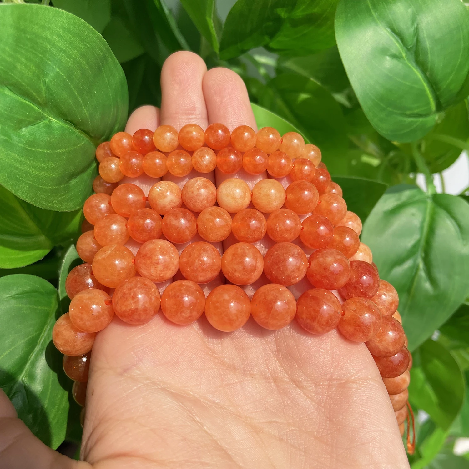 6/8/10mm Natural Stone Orange Jade Beads Gemstone Round Loose Spacer Jaspers Beads for Diy Jewelry Bracelet Making 15\