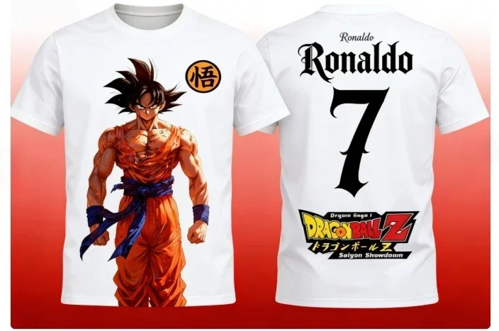2026 New Dragon Ball Wukong Pattern T-shirt Messi Football Shirt Autumn Sports Quick Drying Men's Adult and Children's T-shirt