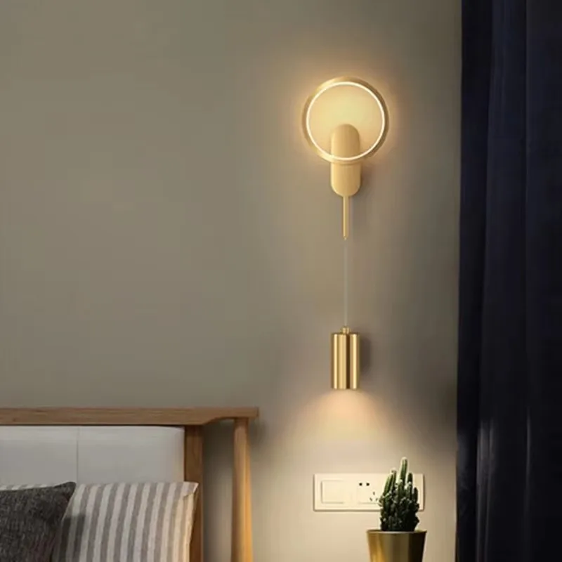 

Bedhead wall lamp, bedroom light luxury Nordic minimalist modern corridor wall lamp, long living room background wall lamp