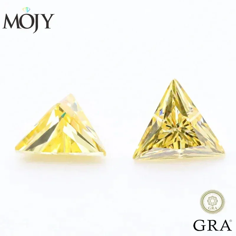 MOJY Triangle Cut Lemon Yellow Loose Moissanite Stone Gemstones  Pass Tester Gems with GRA Certificate for Fine Jewelry Making