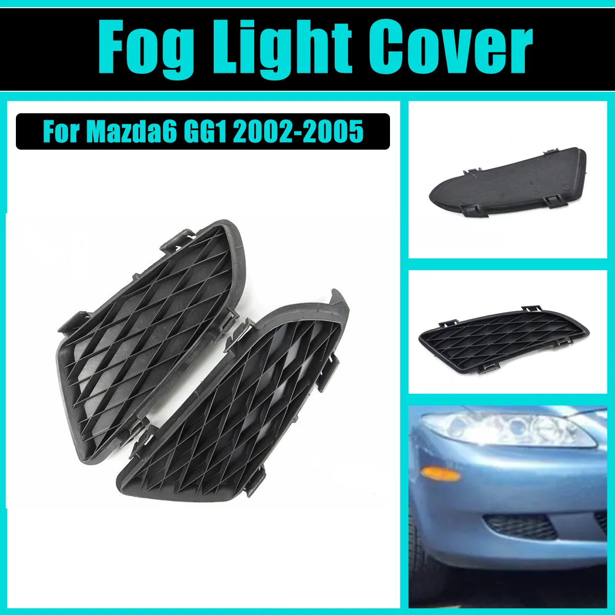 

Fog Light Cover For Mazda6 Mazda 6 2002-2005 2003 2004 GG1 Black 2 PCS Trim Lower Fog Lamp Covers Car Front Bumper Accessories