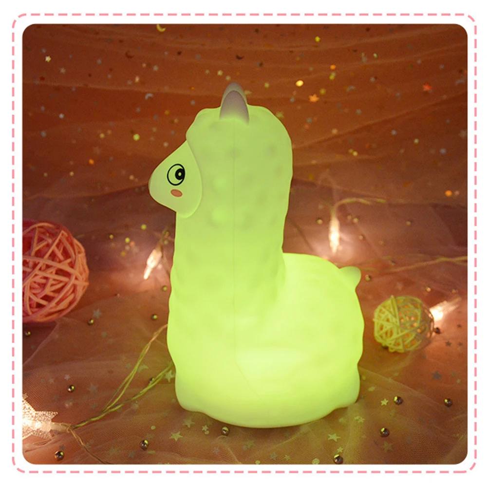 

Lovely Alpaca Night Light Cartoon Desktop Light Children Room Decoration Lamp Eye Protection LED Light for Home (Charging Patter