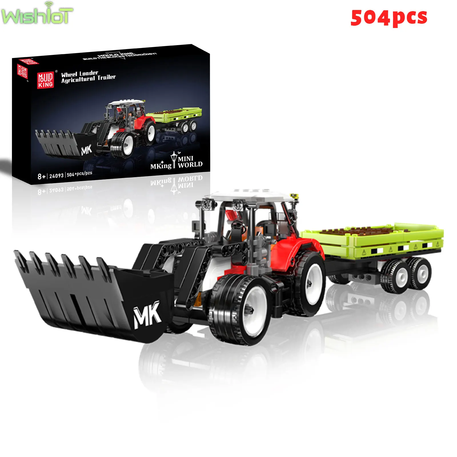 

Mold King 24093, колесный погрузчик, сельскохозяйственный прицеп, строительные блоки, мини-инженерные автомобили, модель, настольные украшения, игрушки, подарки