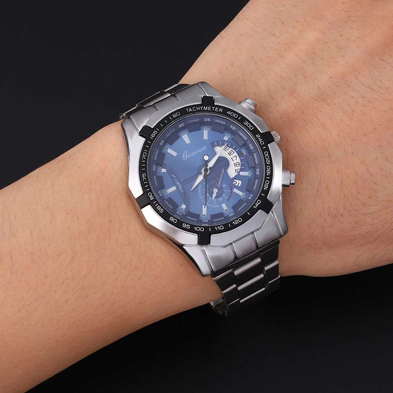 Men\'s Fashion Sports Watches for Men Business Stainless Steel Quartz Wristwatch Calendar Man Casual Clock Watch