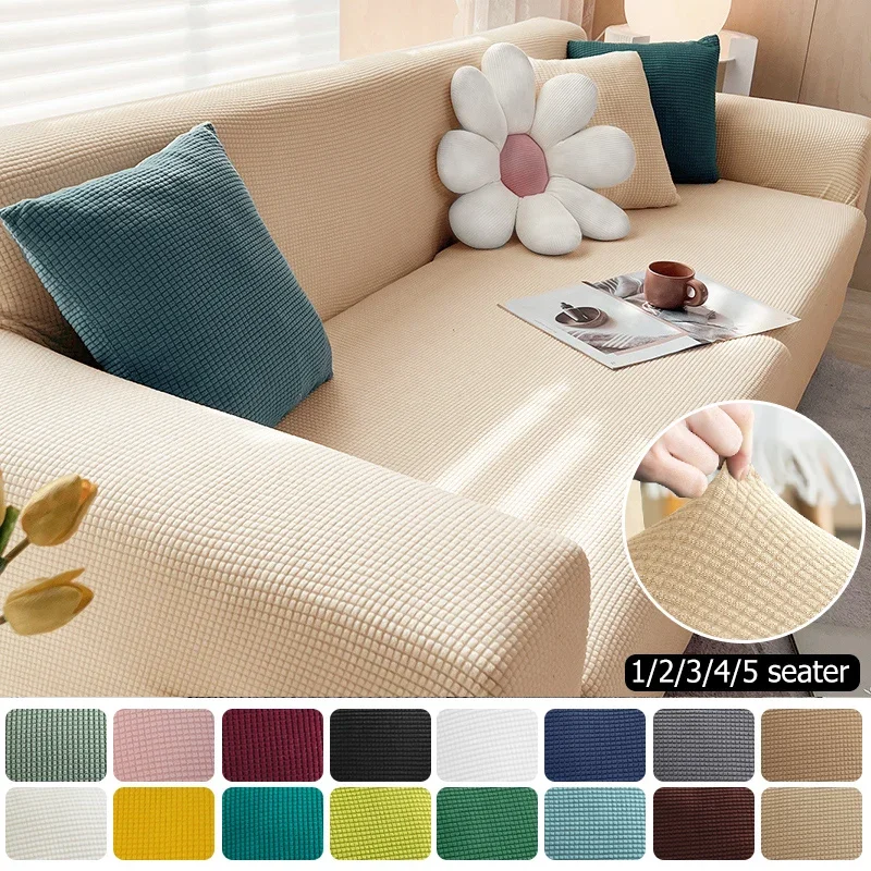Housse de canapé élastique en Jacquard pour salon, protection de fauteuil en polaire extensible, canapé en forme de L