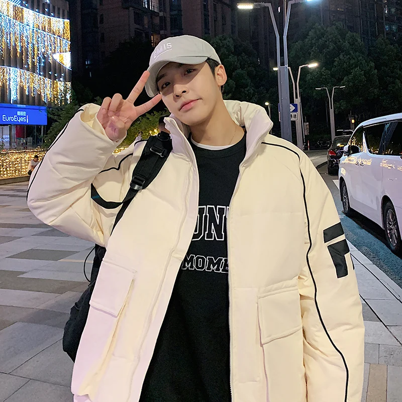 

Высококачественная мужская пуховая куртка 2025 года: новая зимняя повседневная модная трендовая модель, стеганое пальто из полиэфирного волокна для молодежи