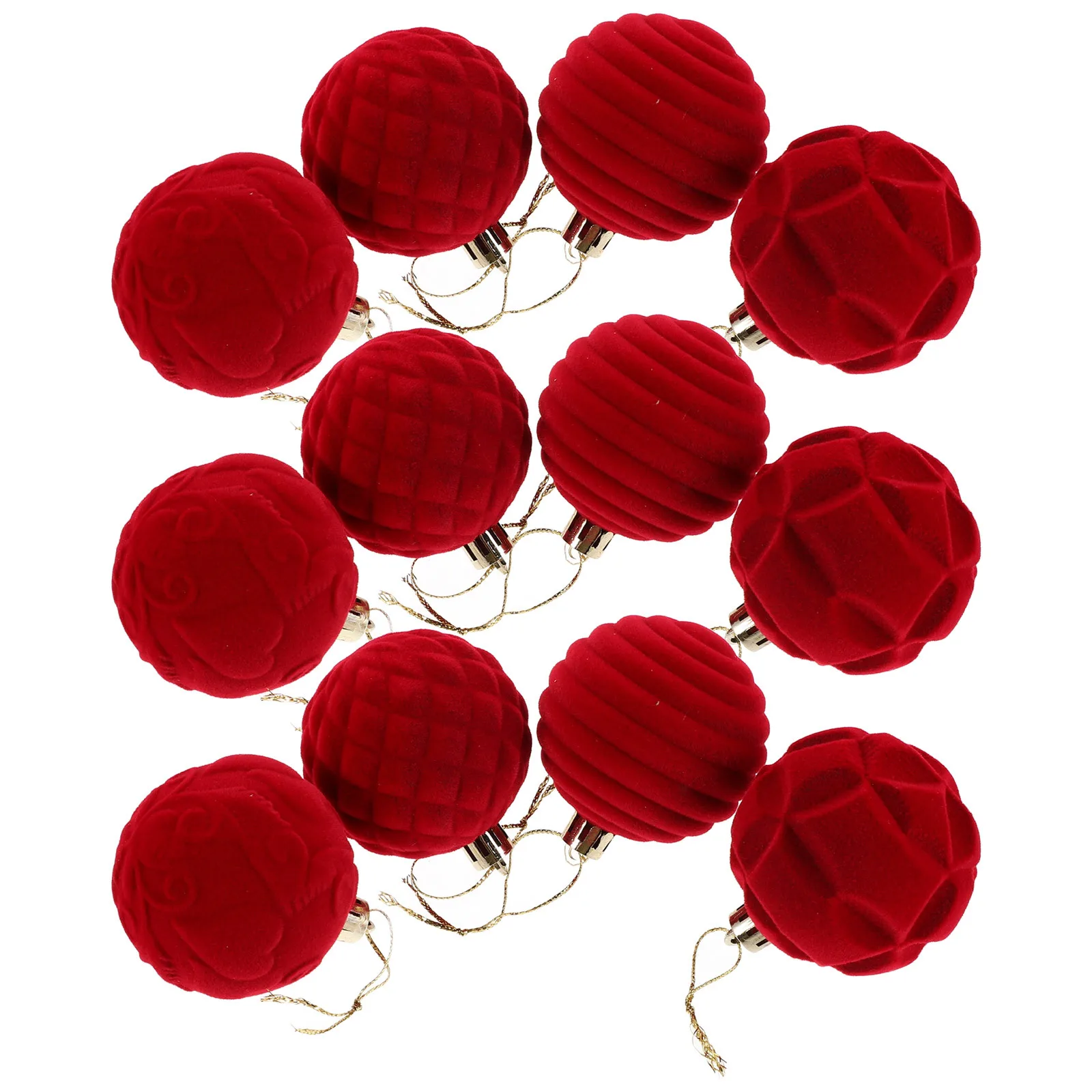 

12pcs Christmas Ball Hanging Ornament Flocked 6Cm Decorative Balls For Holiday Tree Xmas Party Supplies Festive Decorations