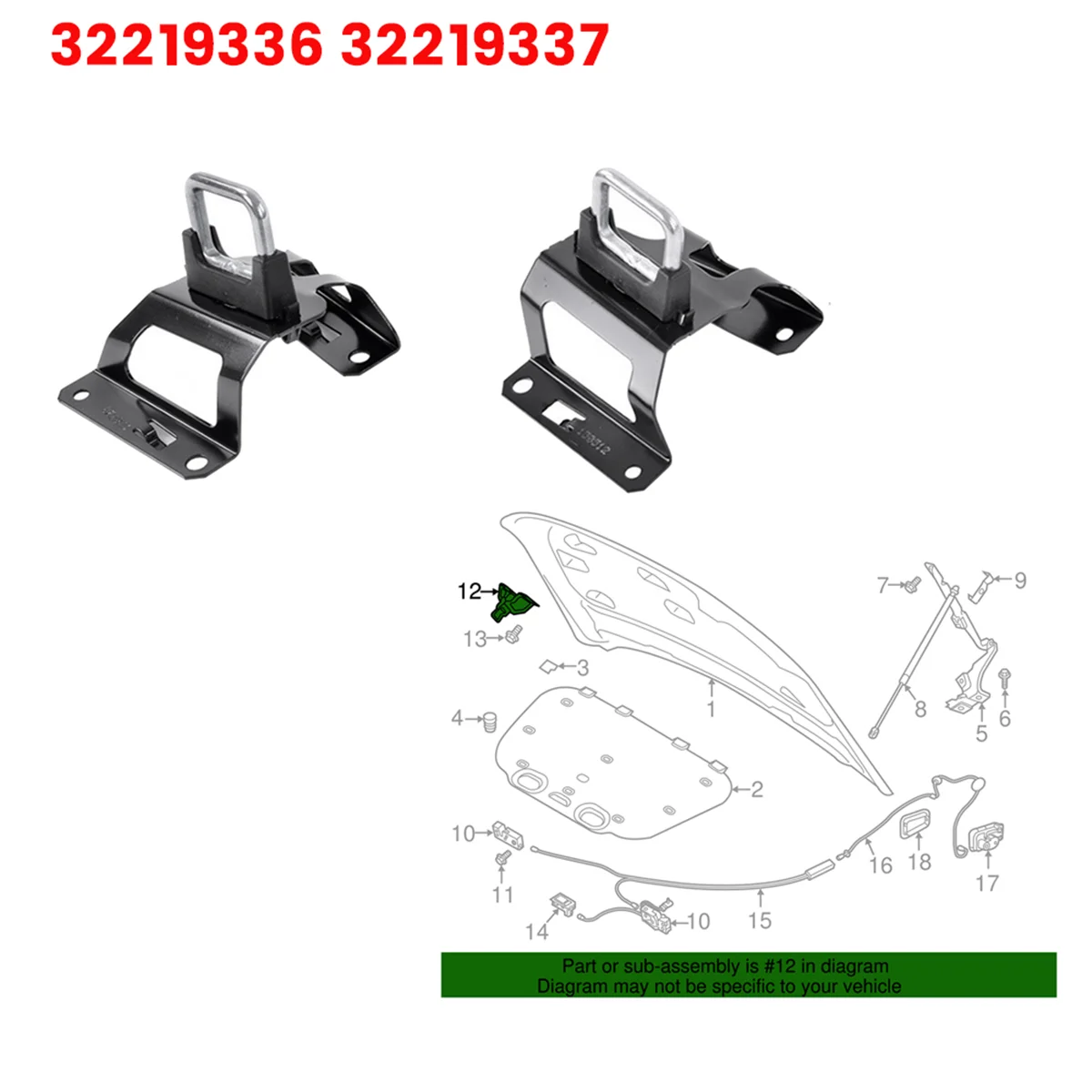 1Para wsporników zabezpieczających przednią maskę samochodu 32219336 32219337   Dla Volvo XC60 2018-2020 Uchwyt haka maski silnika