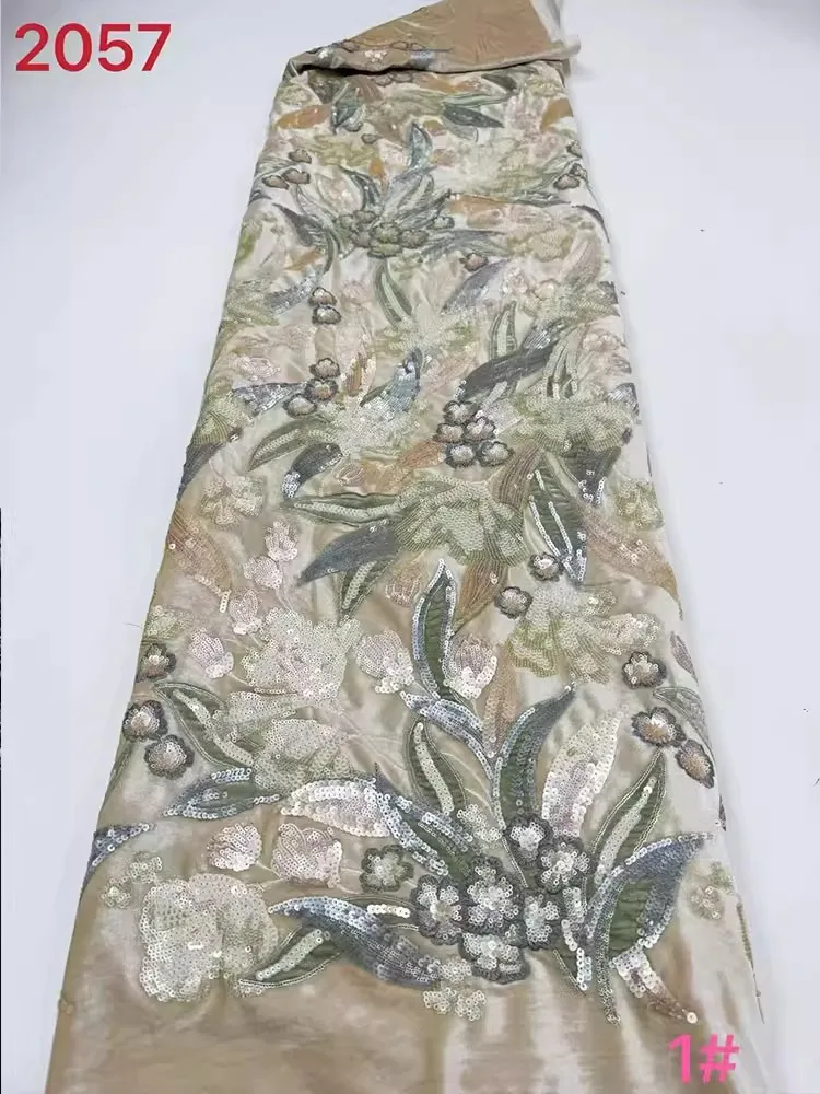 

1yard sequin flower embroidery tela DIY dress performance costume decoration background fabric for material luxury velvet Fabric