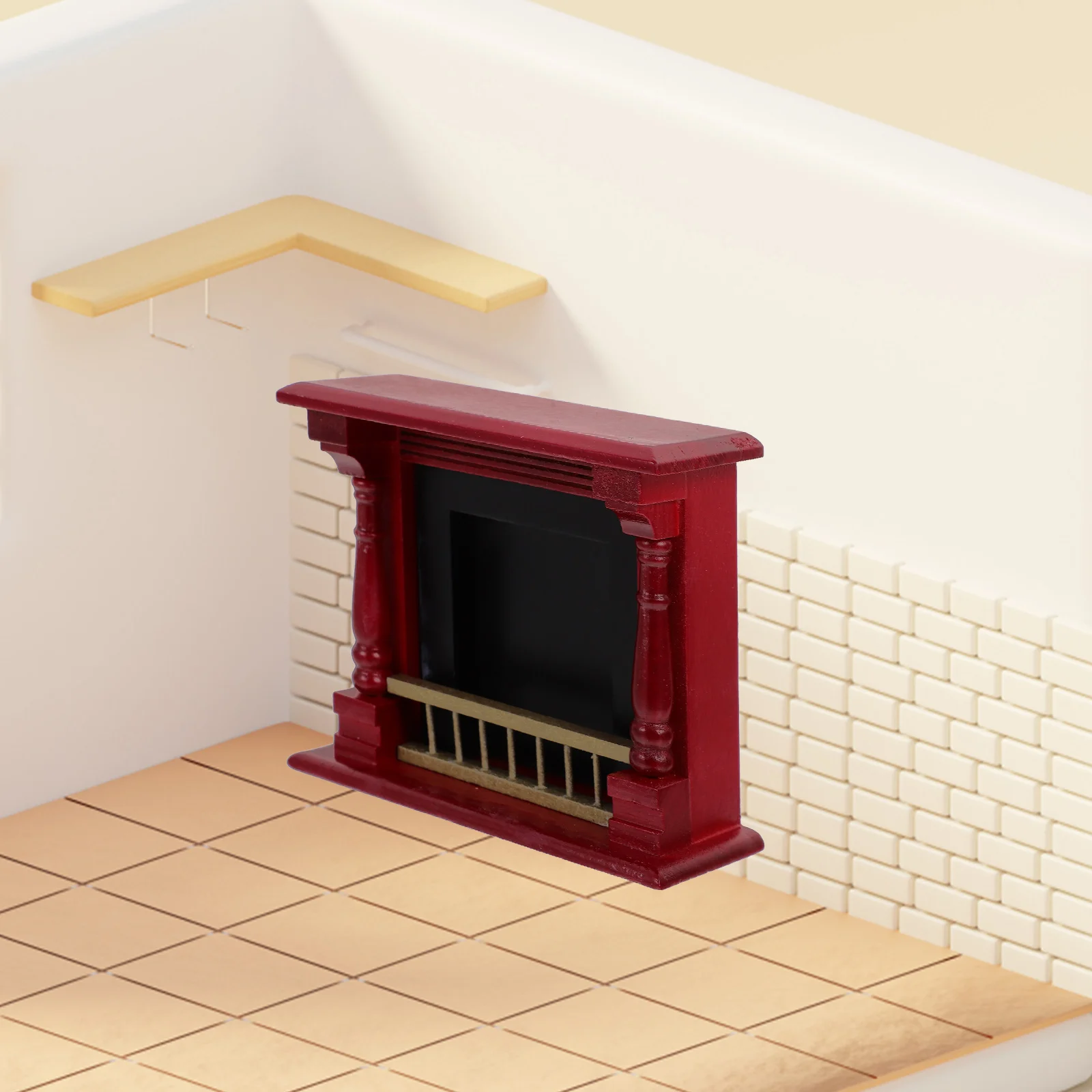 Miniature Fireplace Little House Accessories Model Furniture Wood Tiny Houses