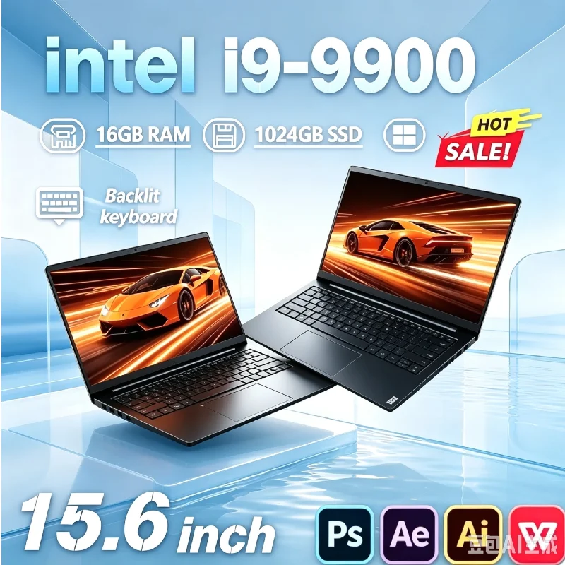 Intel Core i9-9900 High Performance Laptop 15.6" Light Portable Body 16GB RAM 1TB SSD Fast Notebook For Daily Game & Work