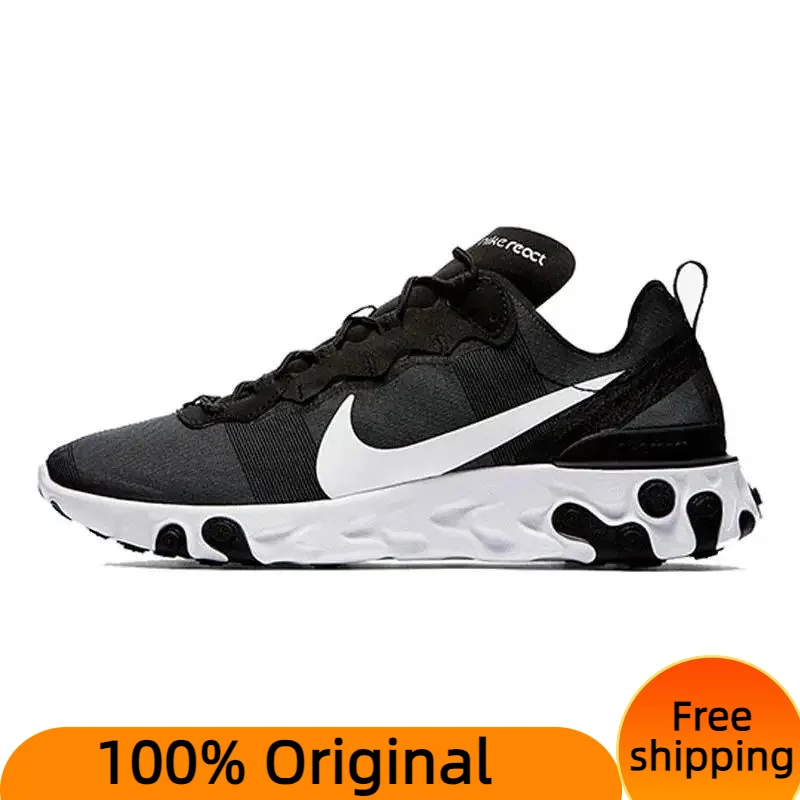 Nike React Element 55 Black White Sneakers shoes BQ6166-003 With Original Box