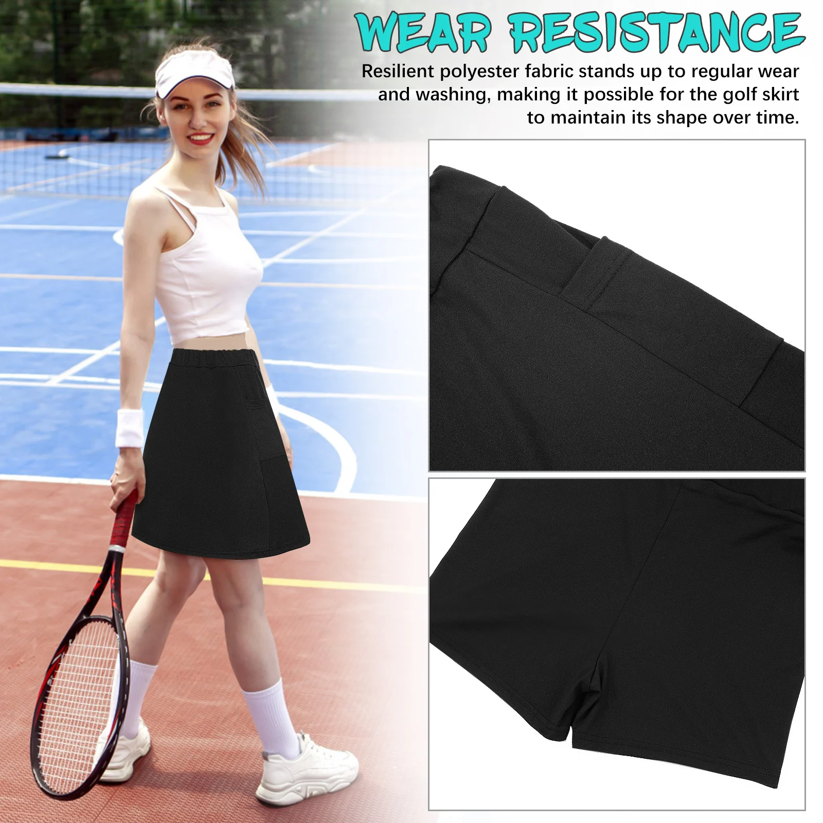 

Black S Size Mid Waist Skirt Shorts Women Tennis Golf Yoga Active Sports Skorts Summer Casual Dressy Pocket