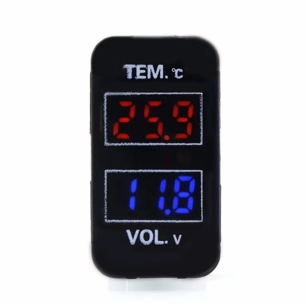 Car Voltmeter, Interior/Exterior Temperature Display, Battery Monitor For TOYOTA Hilux VIGO, Coaster, Corolla ex, Yaris, Reiz