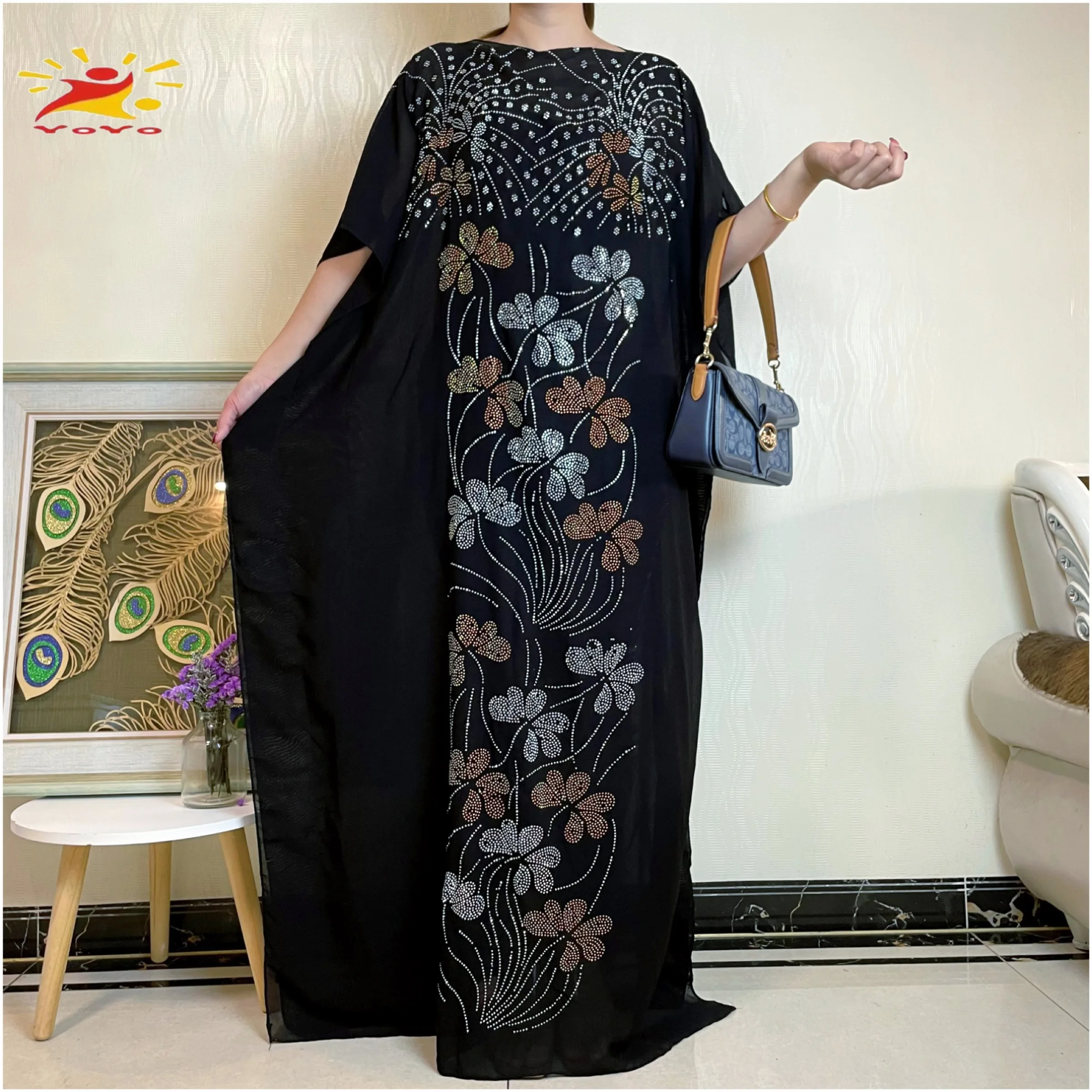 Free Shipping New Abaya Kaftan Robe Africaine Feme Dashiki Maxi Dresses For Women Loose Diamond Africa Muslim Fashion Clothing