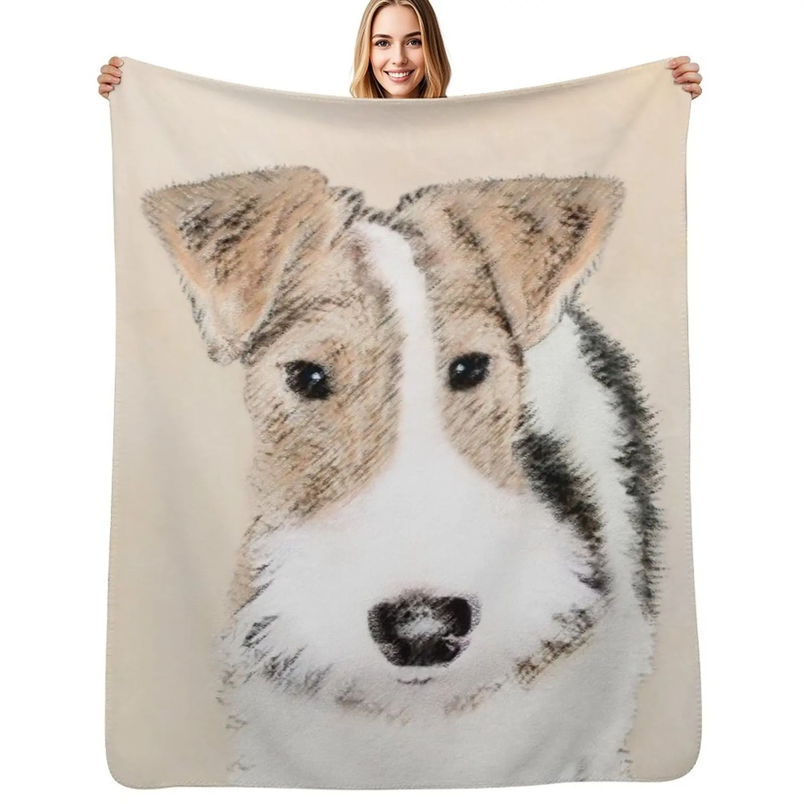 Manta de alambre para perros Wire Fox Terrier, manta cálida para dormir en la cama del sofá del oficina