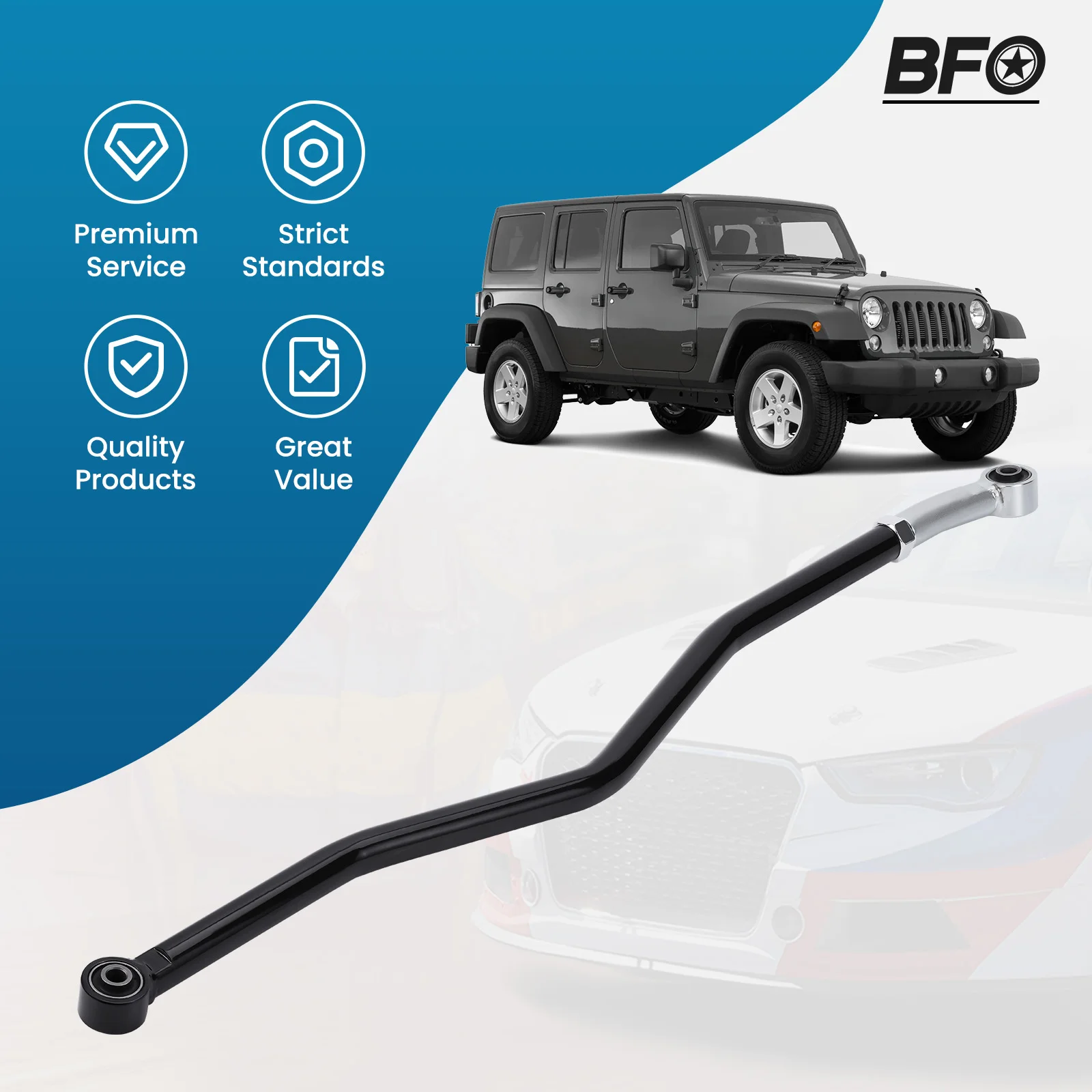 0-6" Lift Rear Adjustable Track Bar Suspension for Jeep Wrangler JK 2007-2018 Panhard Rods