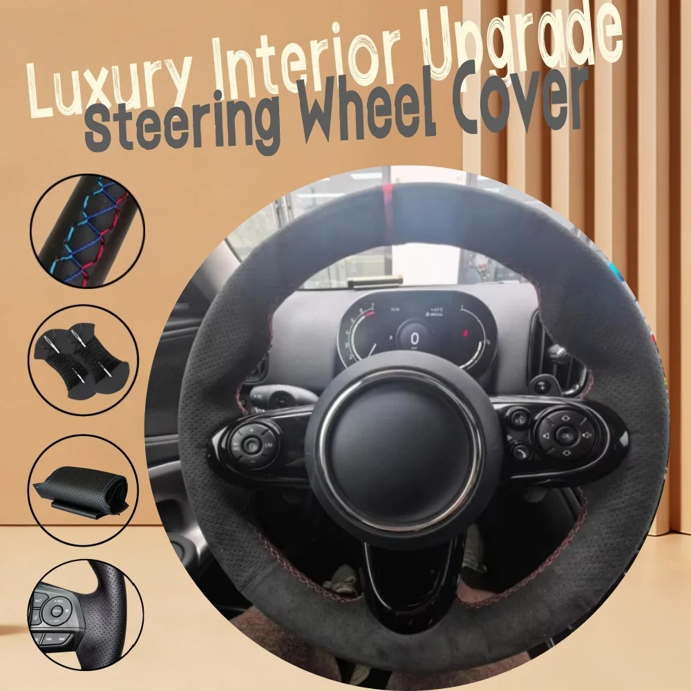 Customize Suede Leather Car Steering Wheel Cover F56 Clubman Convertible Countryman 2014-2020 Steering Wrap Cover For MINI JCW