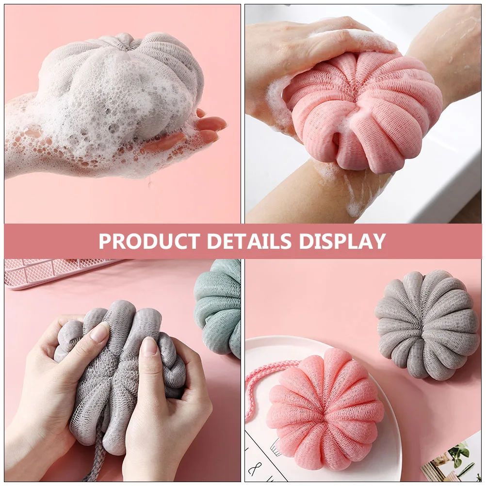

4pcs Lovely Pumpkin Bath Balls Foaming Shower Scrub Sponges Kids Bathing Home Hotel Soft Skin Deep Cleansing Cartoon Bathing
