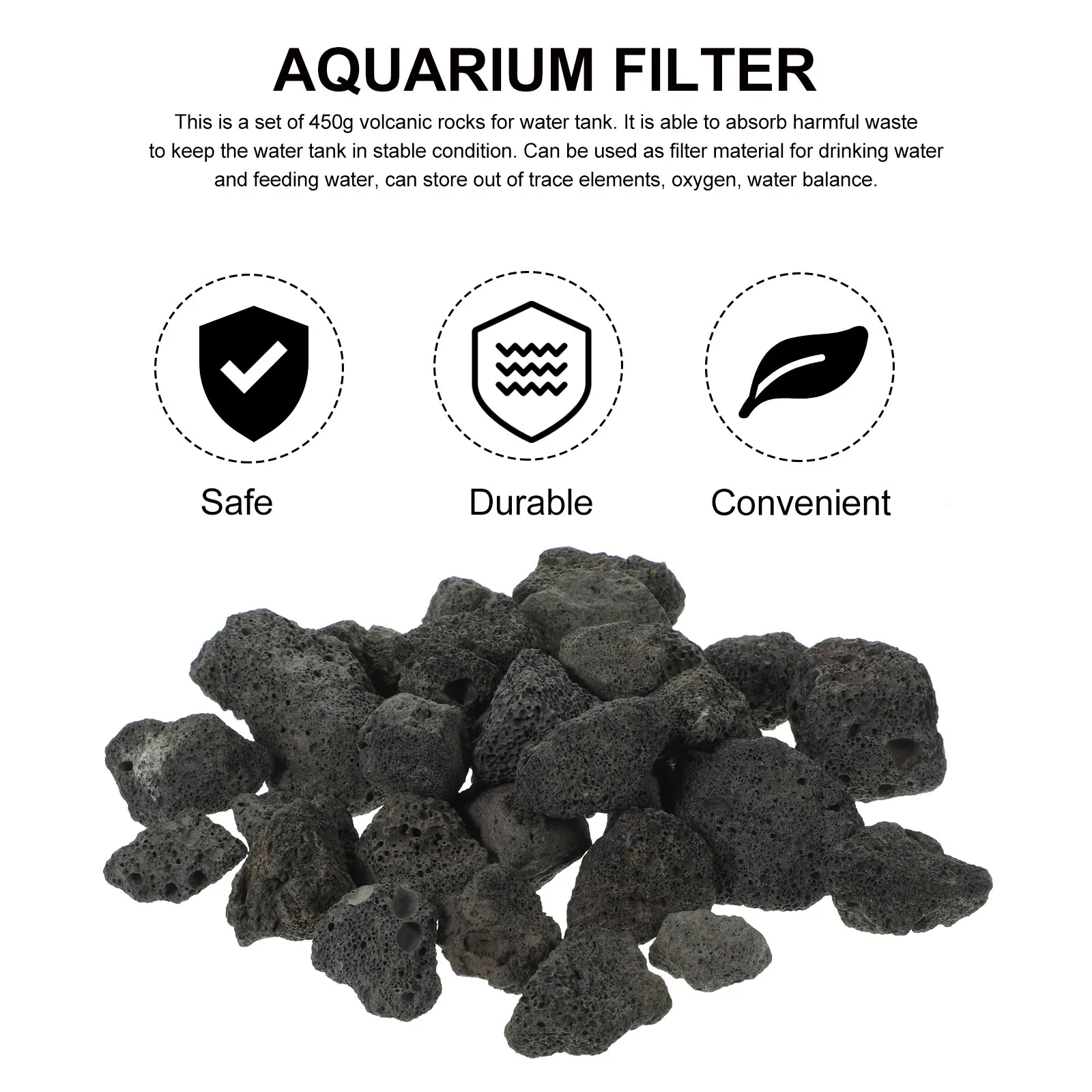 1Pack Black Volcanic Stone Aromatherapy Expansion Rock for Fish Tank Decoration Aquarium Stone Decor Planter Rock Flowerpot