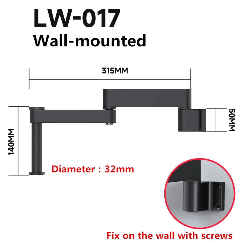 

LUOWEI LW-017 Metal Foldable Retractable Bracket for Microscope 360° Rotating Maintenance Detection Wall Hanging Holder