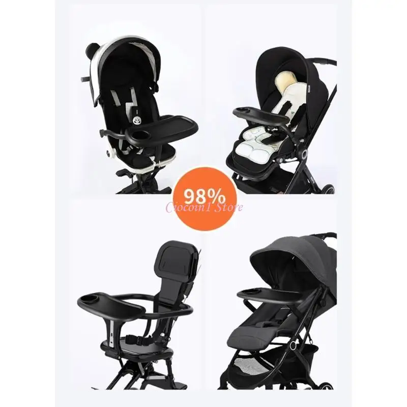

Y1UB Baby Stroller Accessories Tray Screw-Clamp Table Tray for Pushchair Universal Pram Tray with Cup Holder