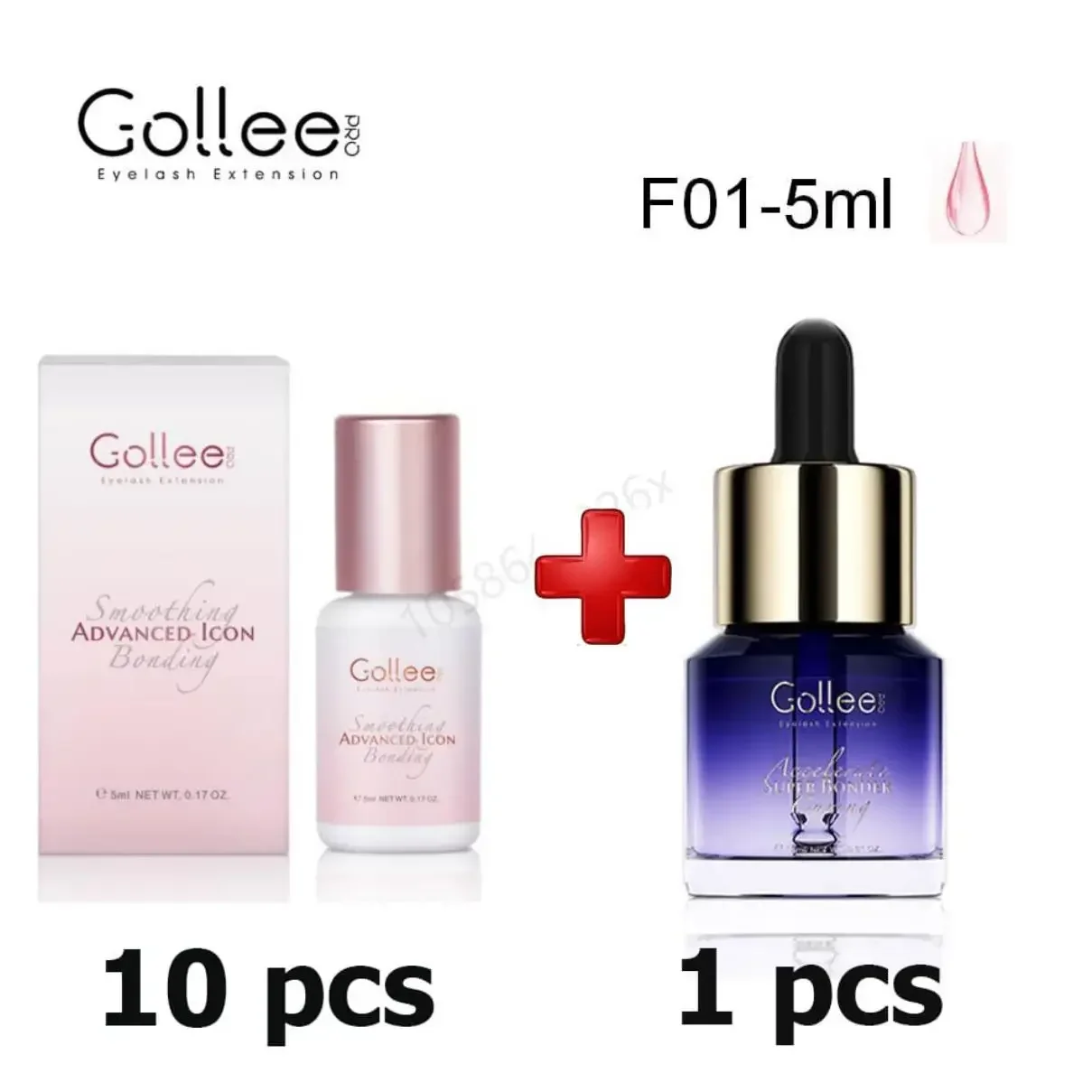 10 Uds Gollee pegamento adhesivo rosa transparente para pestañas pegamento en polvo de gelatina 5ml suministros de extensión de pestañas herramienta de maquillaje Primer Super Bonder Lash