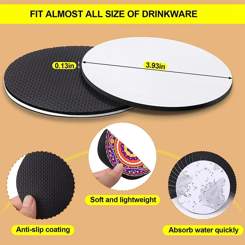 Free Shipping 20pcs/Lot Round White Neoprene Sublimation Coaster 4 Inches Sublimation Coaster Blanks For DIY Craft Hot Pressing