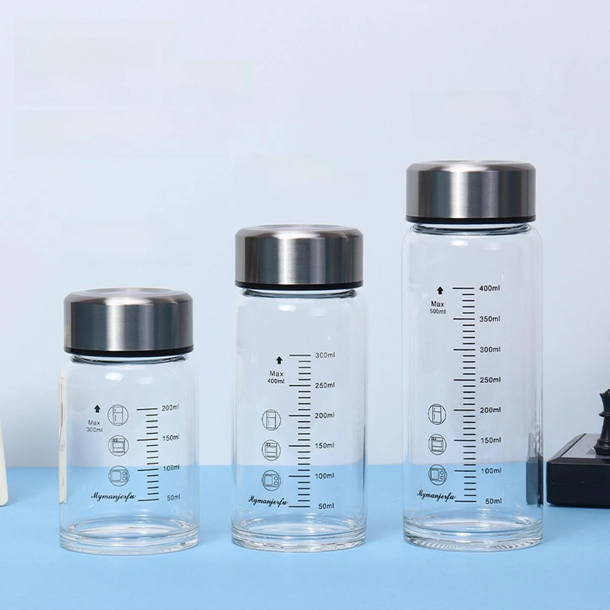 Glass Thermometer Mug 500ml with Scale for Home Use Microwave Safe Milk Heating Special Cup for Children Japanese Style view 2