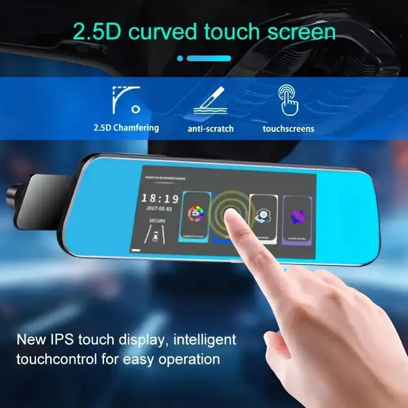 Car Rearview Dash Camera Front Wide 10.0 Inch Full Screen 1080P Auto Lens Cam  Car Recorder Stream Media Auto 4K DVR