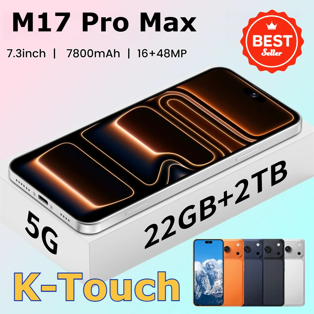 K-Touch M17 Pro Max Mobile Phones 7.3 Inch Smartphone 5G Dual SIM Android 15 Cell Phone 16+48MP Camera 7800mAh Face Unlocked Wifi GPS Global Version Cellphones