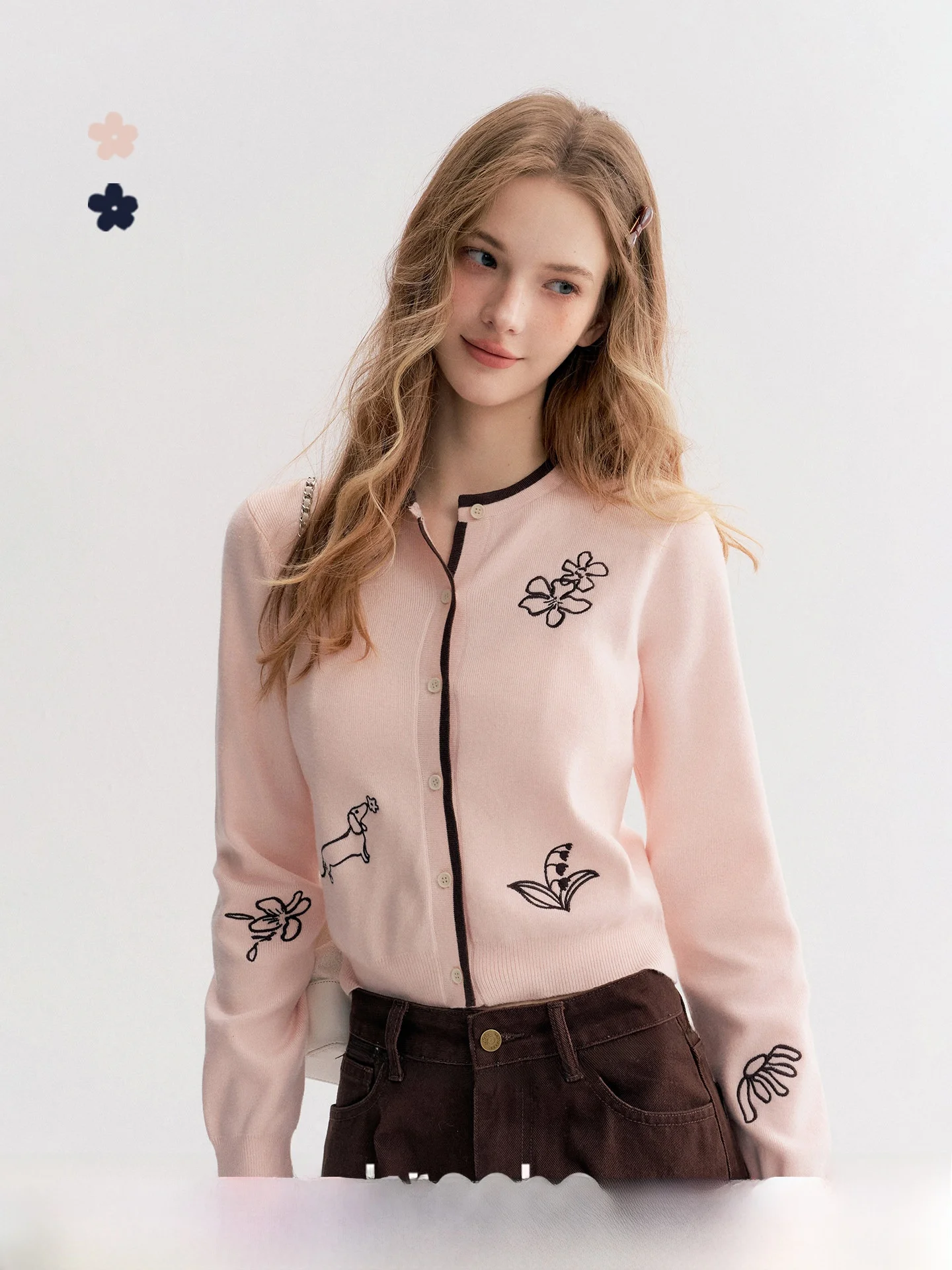 

Вязаный кардиган Kroche Dr Garden с вышивкой ручной работы, цветными блоками и длинными рукавами, женская одежда Ciwalk