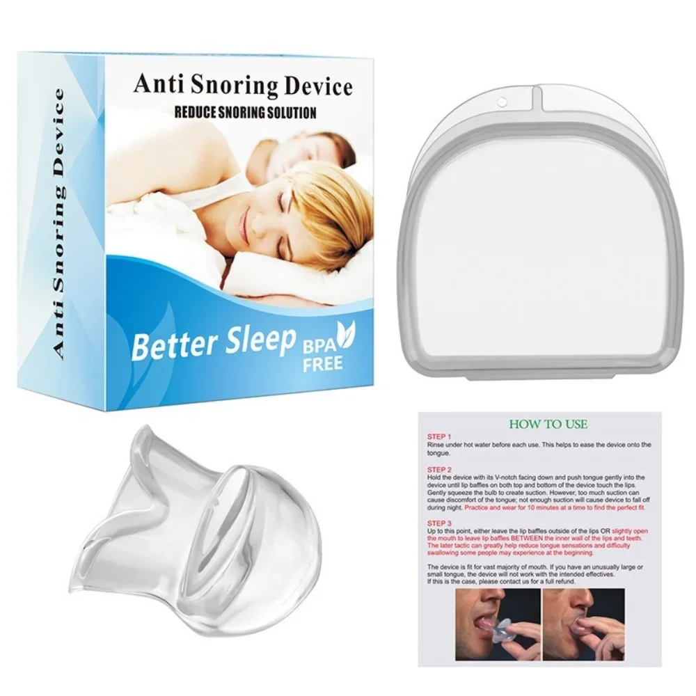 

New Medical Silicone Anti Snoring Tongue Anti-snoring Mouthpiece Braces Sleep Apnea Aid Stop Snore Anti Snore Secure Sleep Gear