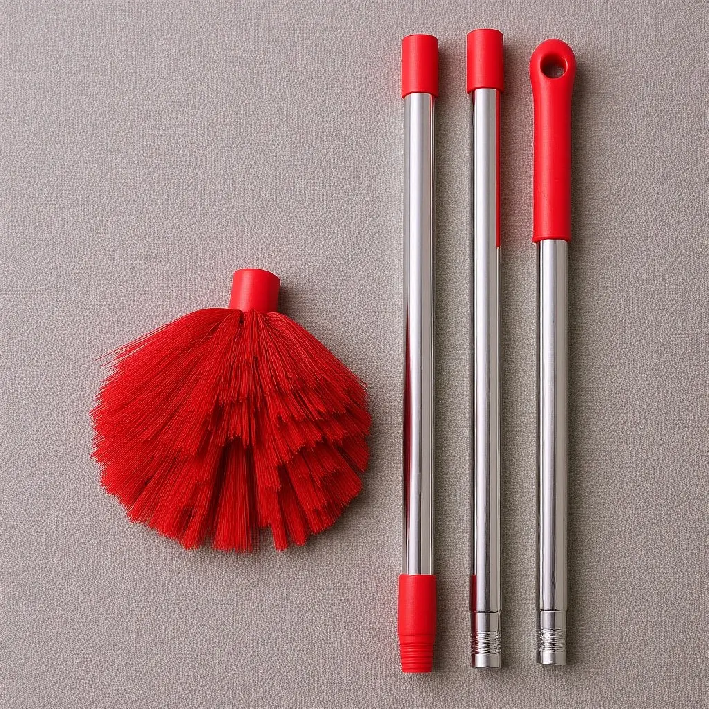 Spider Web Brush Long Handle Stainless Steel Pole Hard Bristle Cleaning Tool Ceiling Fan Window Duster Outdoor Cobweb Remover