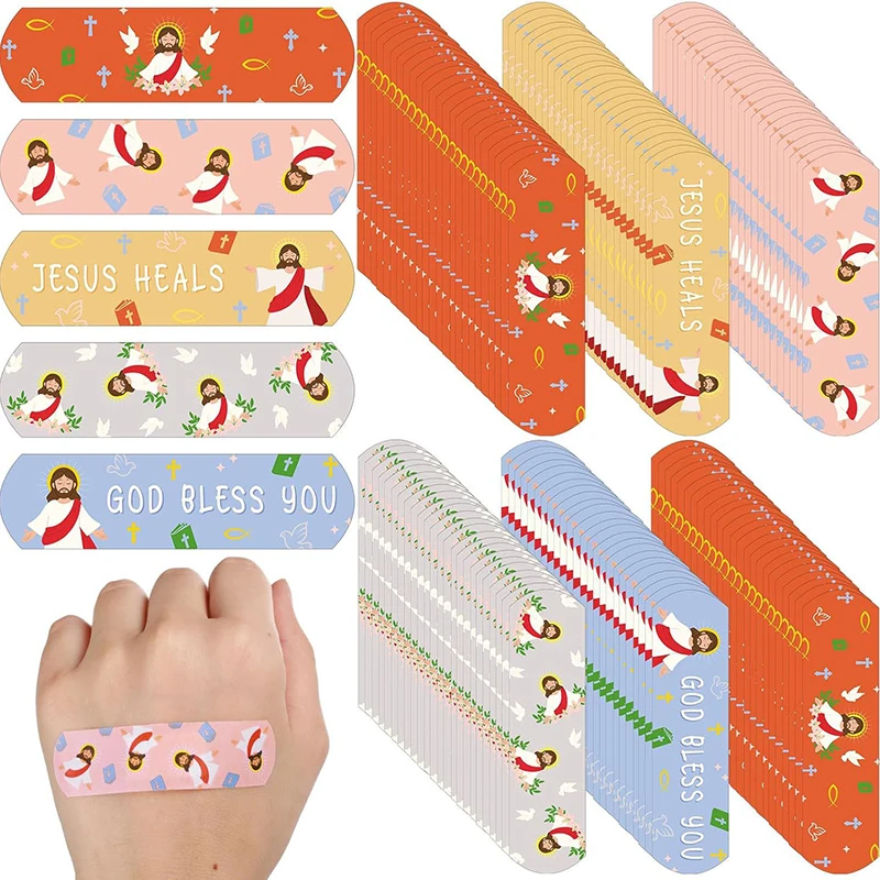 10/40pcs Cartoon Jesus Band Aid Waterproof Breathable Hemostasis Adhesive Bandages First Care Cuts Scratches Band-Aids For Kids