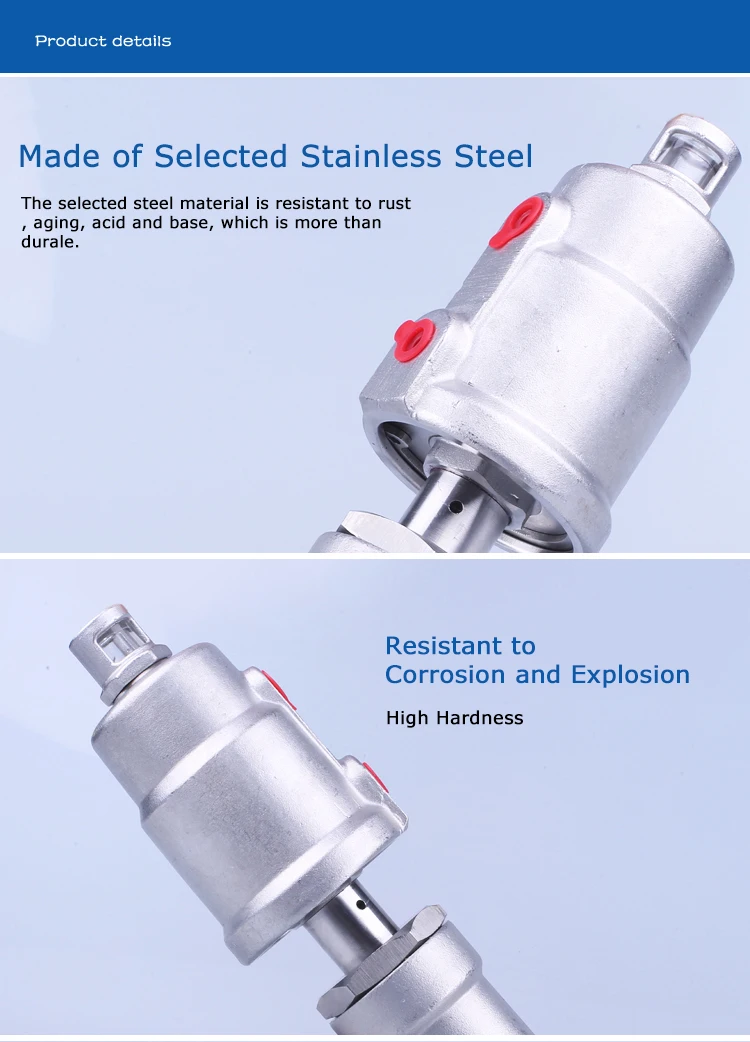 Detalle 3 de Electroválvula Stainless steel 304 angle seat valve pneumatic high temperature and corrosion resistant steam shut-off valve DN15 DN20 DN25 DN50 Agua y vapor