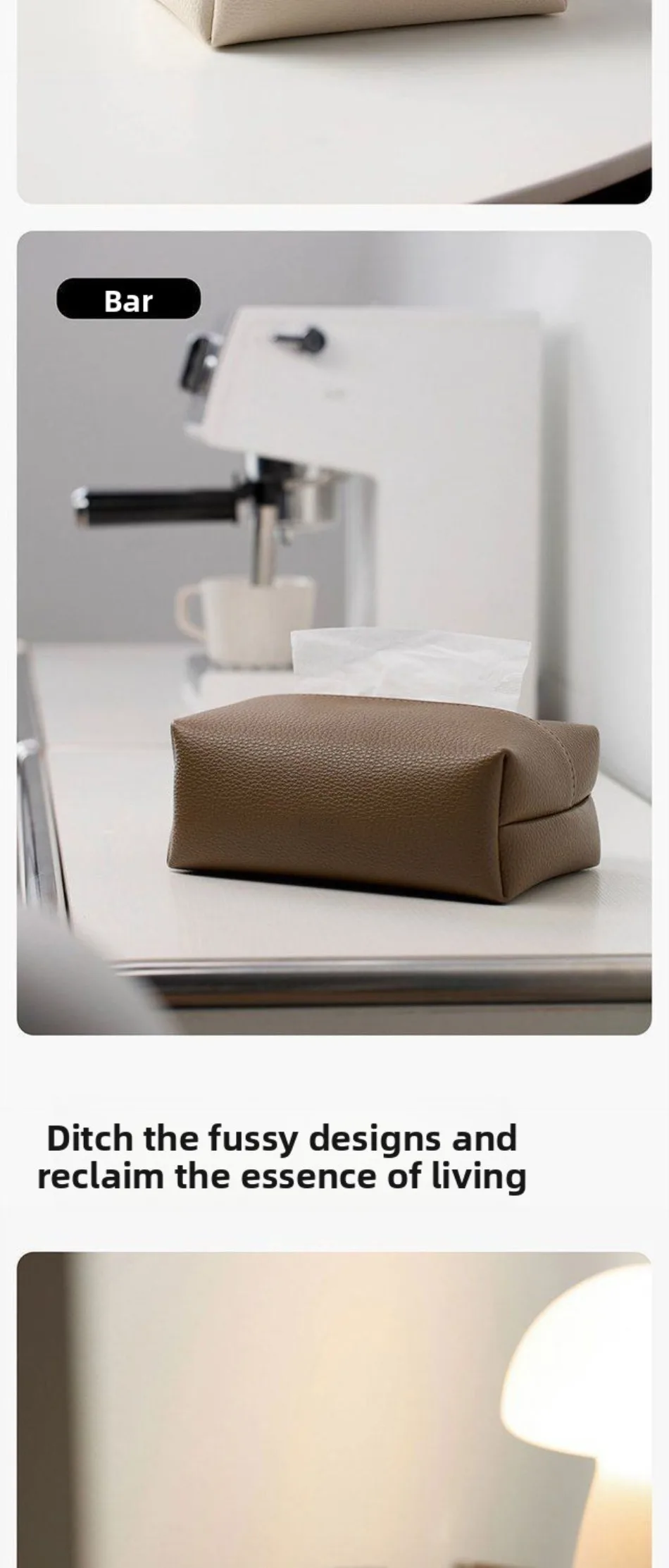 Kosmetiktuchbox-Abdeckung aus Raffiniertem PU-Leder, Faltbarer Kosmetiktuchbox-Halter - Dekorativer Halter/Organizer für Badezimmer-Waschtisch – Detail 10