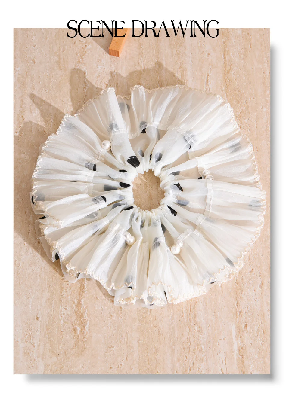 Yhpup INS Feengaze, plissiert, elastisch, Haarschleife, modischer Perlenstoff, großer Pferdeschwanzhalter, Haarschmuck für Damen und Herren – Detail 4