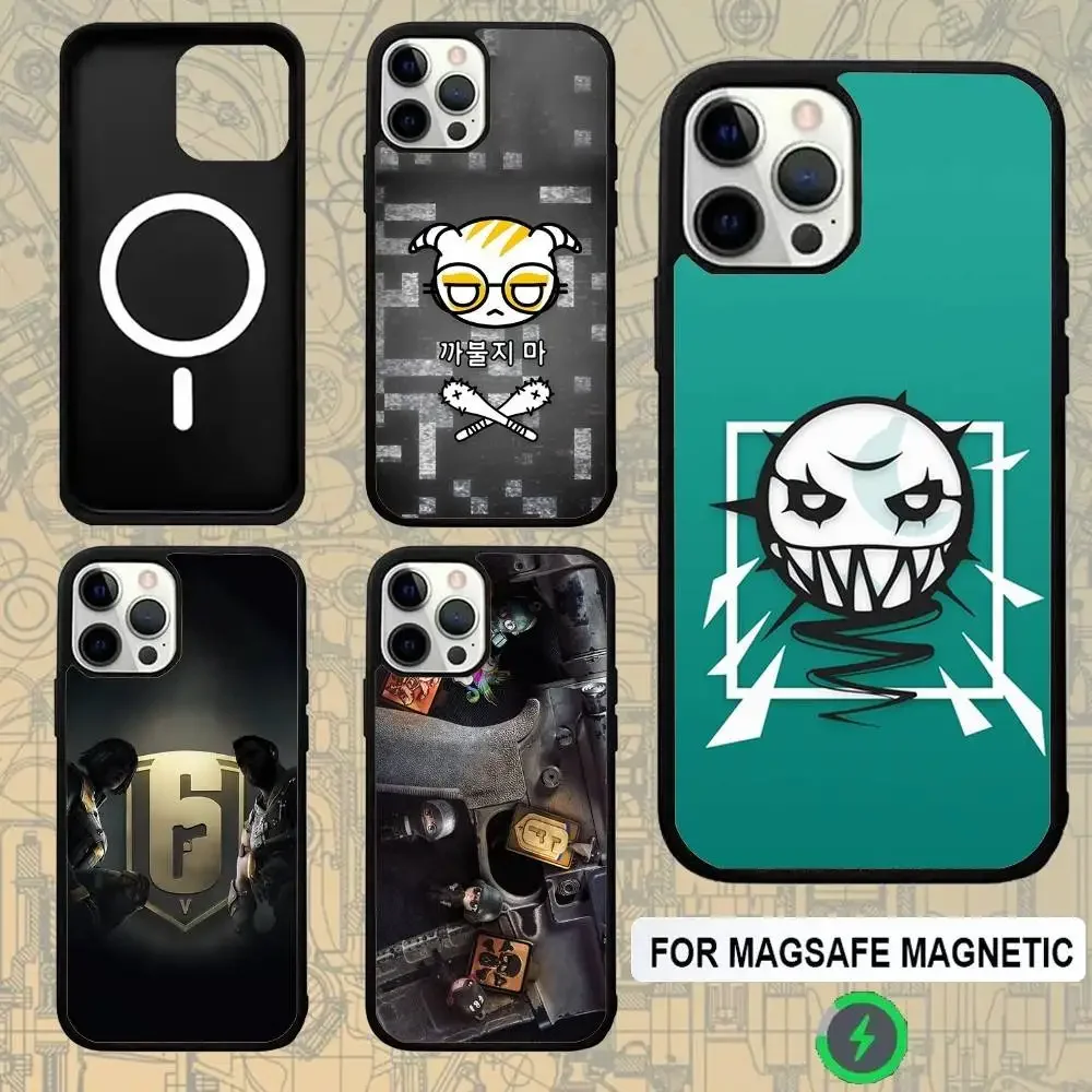 

Game R-Rainbow-S 6 S-Siege For Magsafe Wireless Charger Case For iPhone 15,16,17,13,14,11,12,Pro,Max,Plus,E,Air,Mini Protection
