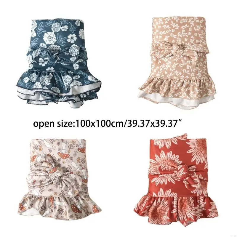 581F 2 Pieces Baby Swaddle Blanket Ruffle Receive Blanket Headband Babies Accessories