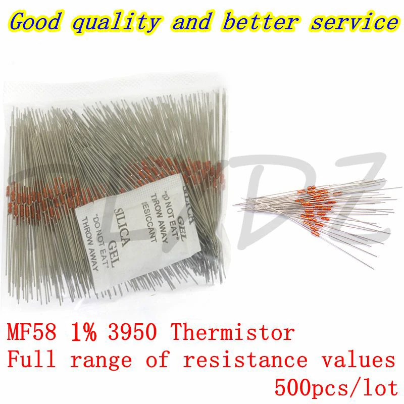 500PCS Thermal Resistor NTC MF58 3950 B 1% 1K 2K 3K 5K 10K 20K 30K 40K 47K 50K 100K 200K 500K 1M Ohm Thermistor Sensor MF58B