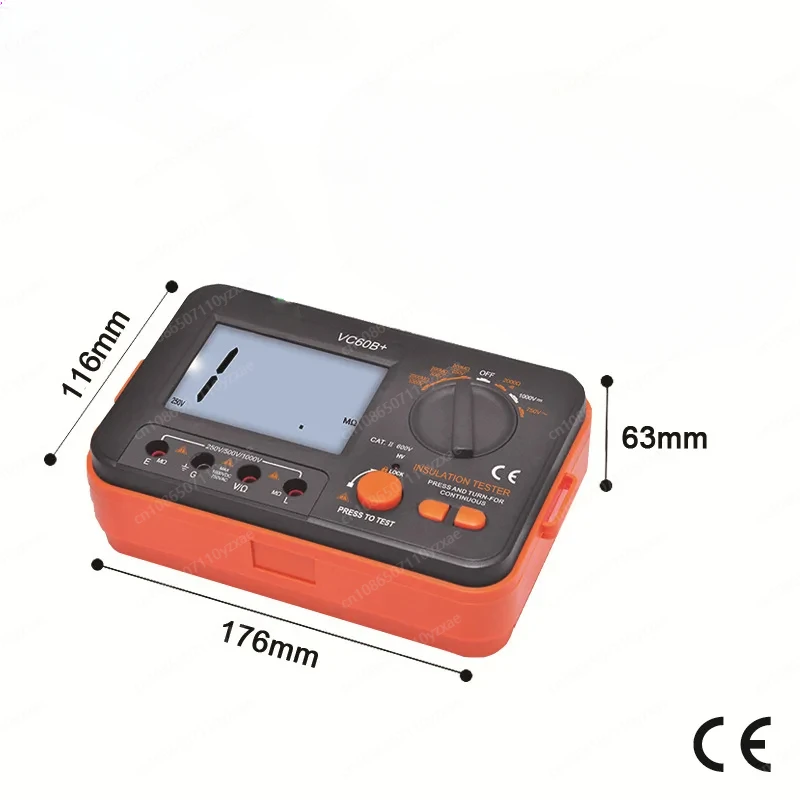 VC60B+ Digital Insulation Resistance Tester  Meter 250V 500V 1000V Anti High Voltage And Short Circuit Input Alarm