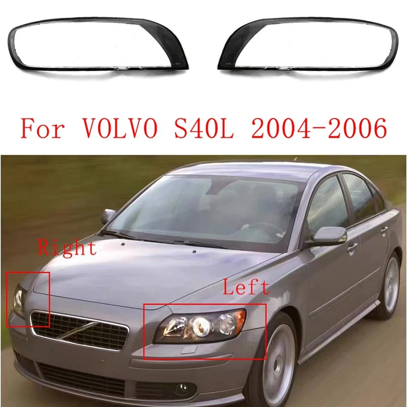 For Volvo S40 S40L 04-2006 Car Transparent Lampshade Head Light Lamp Cover Glasses Lamp Shade Headlight Shell Cover Lens Parts