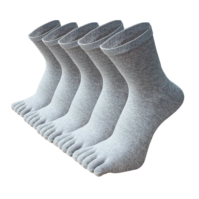 3 Pairs Plus Size Men Socks Autumn Winter Toe Socks High Quality Cotton Five Finger Socks Middle Tube Casual