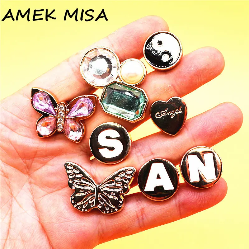 Luxurious Metal Shoe Charms Decorations Shining Golden Gem Butterfly Shoes Buckle Accessories for Kids Party Gift U507