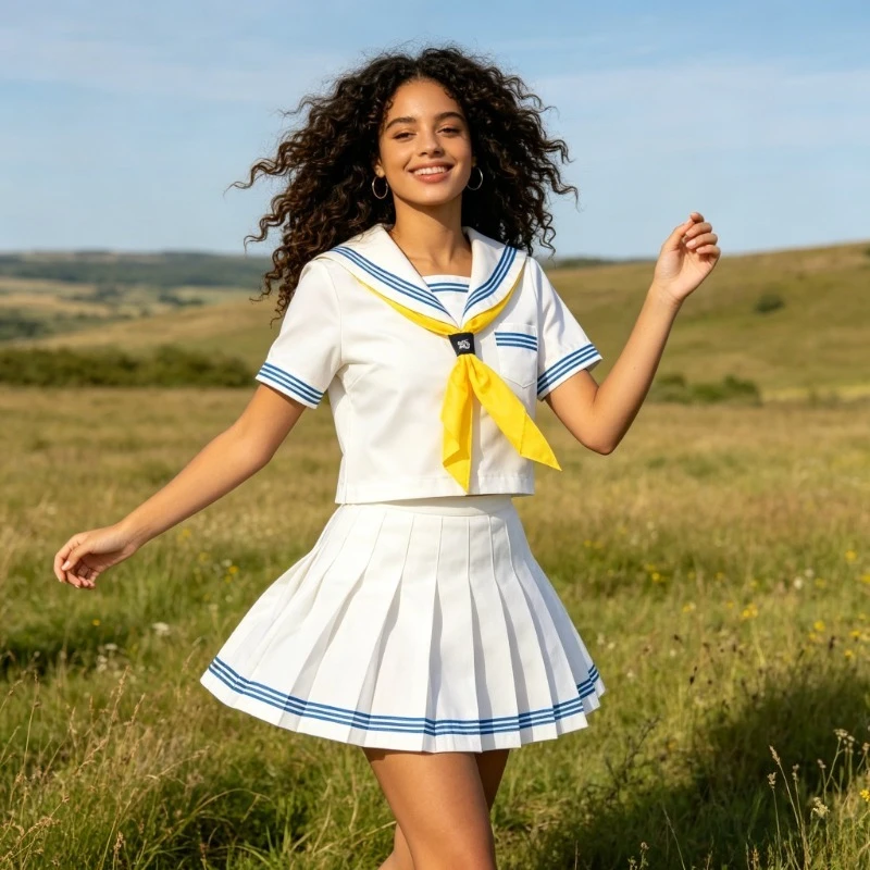 Japanese Orthodox Student Uniform Original Authentic Kansai Open Middle Coat Basic Solid Color Sailor Uniform Campus Dressing