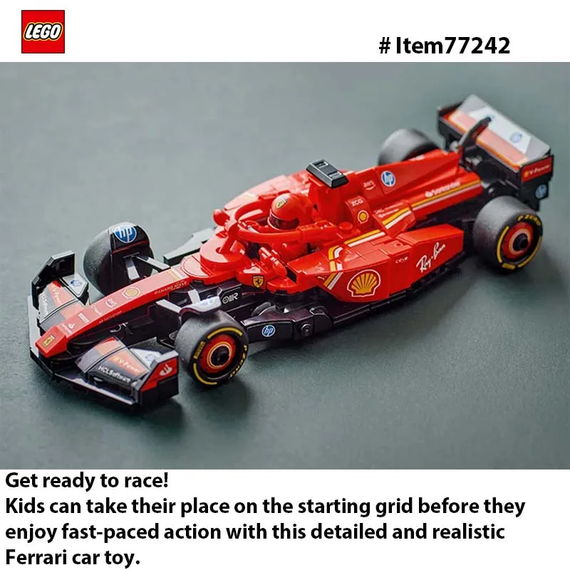 レゴ 77242 スピードチャンピオン フェラーリ SF-24 F1 レースカーおもちゃ - 子供用組み立てセット、ディスプレイ用フェラーリ F1 モデルカーキット 275 個